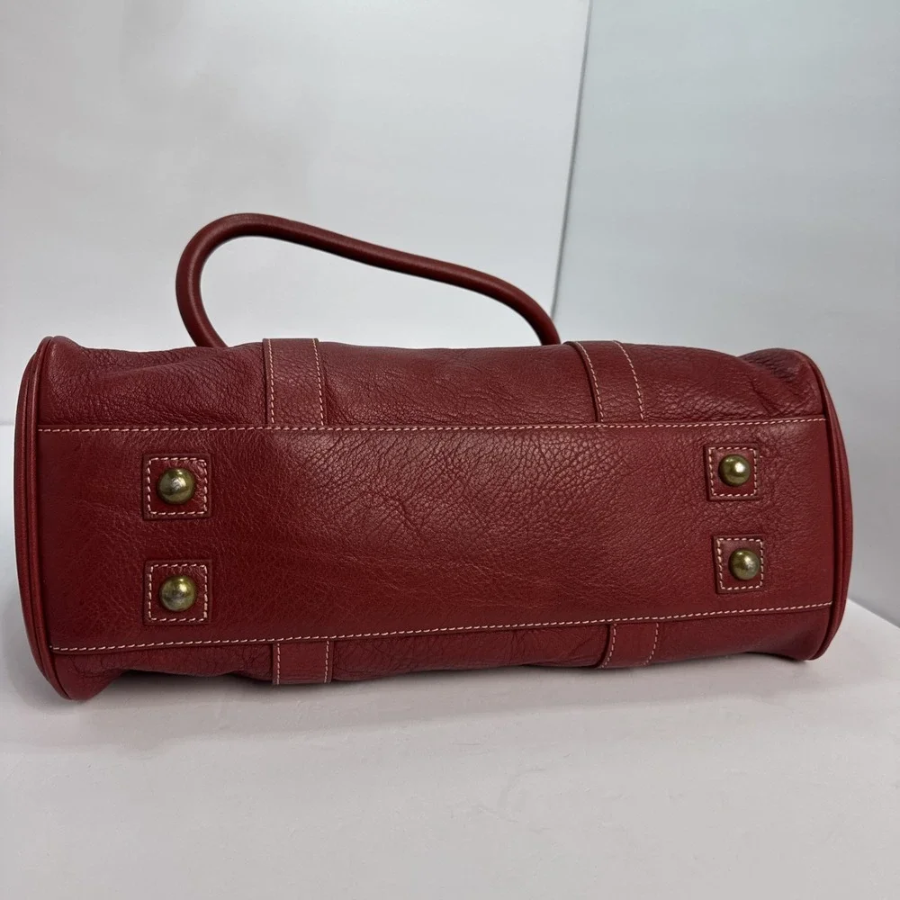 MULBERRY Bayswater Red Leather Tote Bag Turn Lock Handbag Vintage